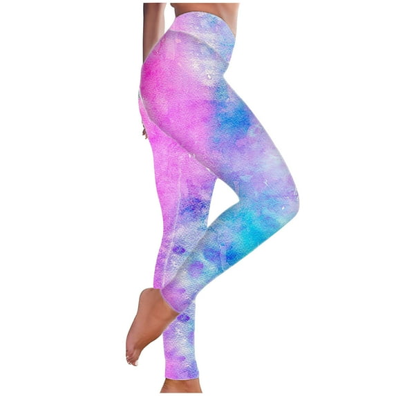Tie-dye Workout Leggings Womens High Waist Slimming Yoga Long Pants Tight Fit Printed S-3XL Plus Size Sportswear (3X-Large, Hot Pink)
