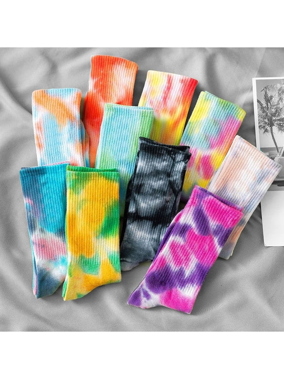 Tie-dye cotton socks street tide socks women's gradient fashion sports personalized tide-Yellow green