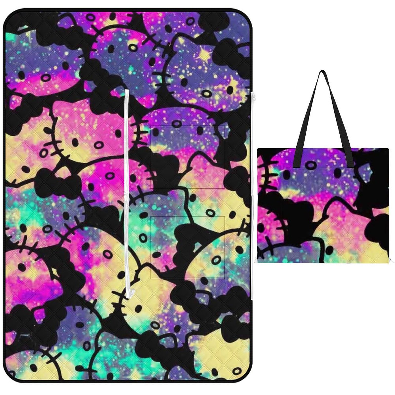 Tiedyed Hello Kitty Picnic Blanket Outdoor Extra Large Picnic Mat