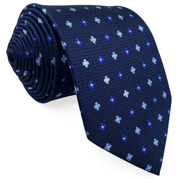 Tie for Men Midnight Blue Clover for Wedding Groomsmen Necktie Woven Elegant Formal Classic 57.5"