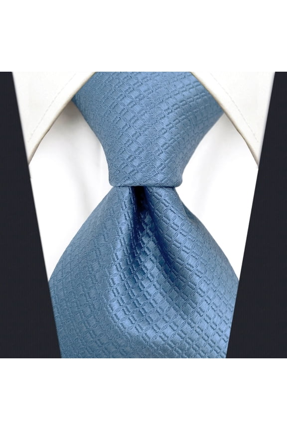 Tie for Men Steel Blue Neckties Solid Color Classic Size Necktie