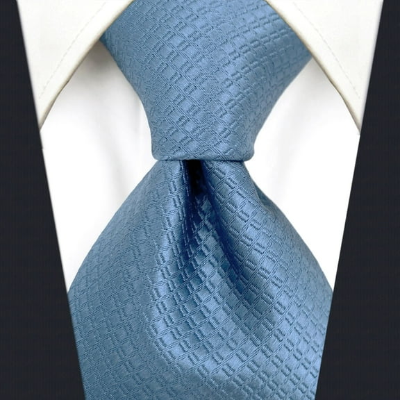 Tie for Men Steel Blue Neckties Solid Color Extra Long Necktie