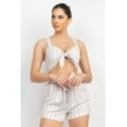 thumbnail image 1 of Tie-front Striped Crop Top & Belted Shorts Set, 1 of 5