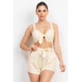 thumbnail image 1 of Tie-front Striped Crop Top & Belted Shorts Set, 1 of 5