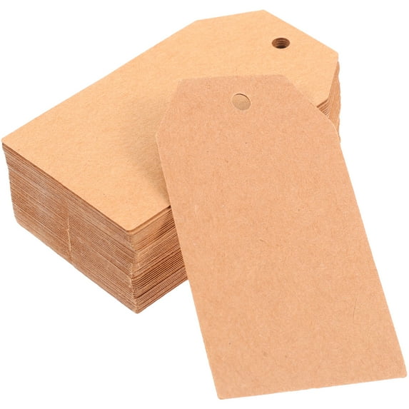 Tineasur 200Pcs Light Brown Multifunction Paper Tags Prepunched Hanging Labels for Organizing and Decorating