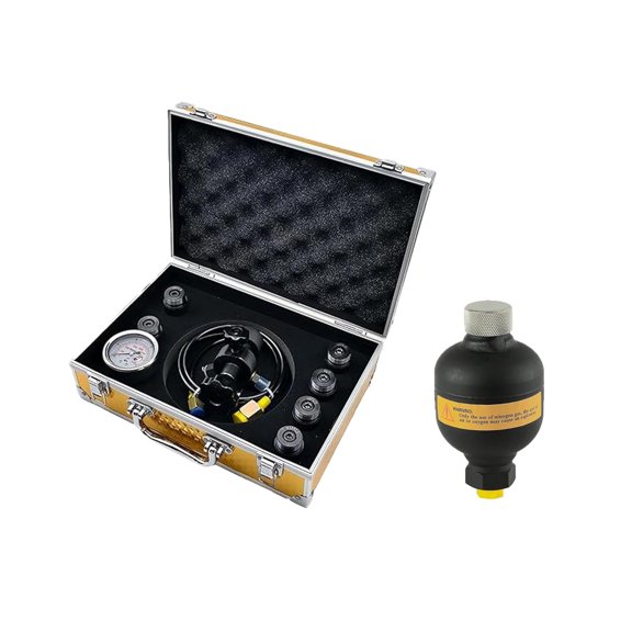 Diaphragm & Hydraulic Accumulator Nitrogen Charging System - M28*1.5, 7 Adapters, 1 Gauge, 3/4-16UNF Thread, 1 Gas Hose