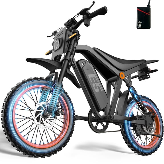 TieTie Electric Bike for Adults, Fat Tire E-Mountain Bicycle, Ebike with 750W Rated Motor, 48V 20Ah Removable Battery, Full Suspension, 50-Mile, 20 MPH Max Speed, NFC Smart Unlock, UL2849,Class2