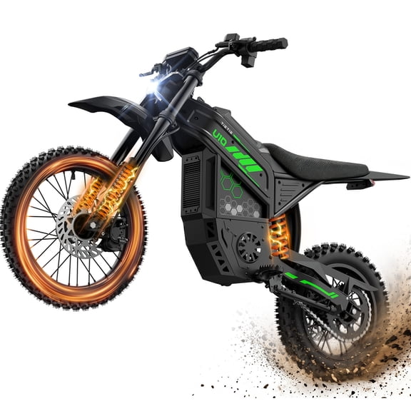 TieTie U10 4000W Peak Electric Dirt Bike for Teens & Adults, 52 MPH Max Speed, 52V 25Ah Battery, 14"/12" Fat Tires, Full Suspension, Off-Road Use Only
