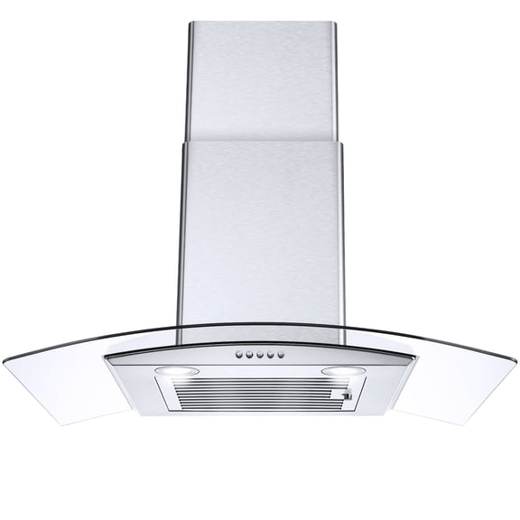 Joeaonz 30" Wall Mount Range Hood with 450 CFM Airflow, 3-Speed Fan, Tempered Glass, and Dishwasher-Safe Baffle Filters