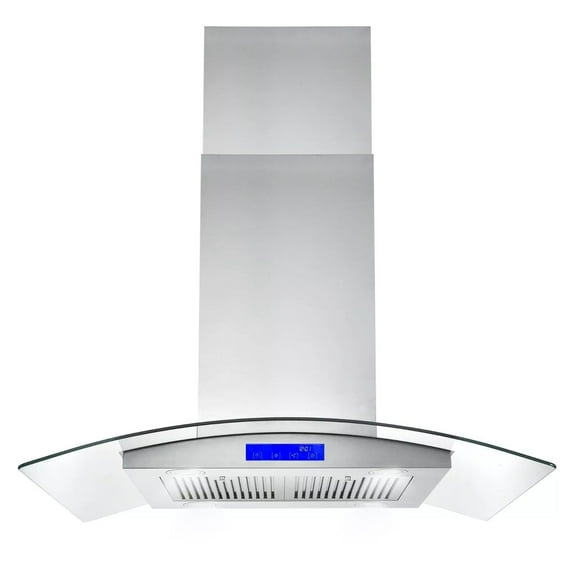 Joeaonz 36-Inch Island Mount Range Hood with 900 CFM, 4 LED Lights, Glass LCD Touch Control