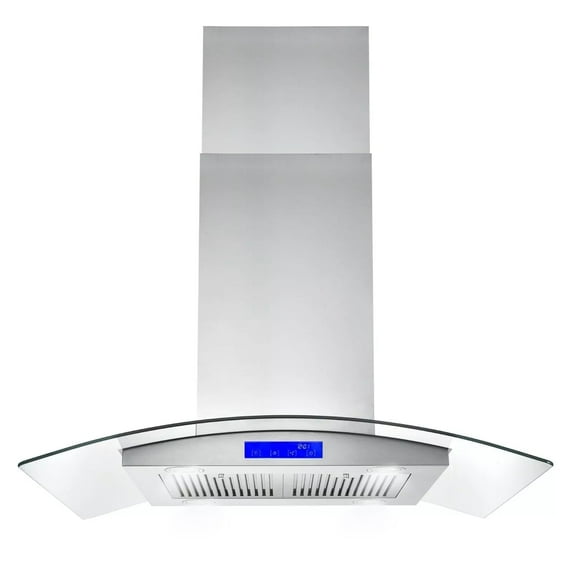 Joeaonz 36-Inch Island Mount Range Hood with 900 CFM, 4 LED Lights, Glass LCD Touch Control