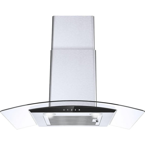 Tieasy 30-Inch Wall-Mounted Range Hood, 450CFM, Stainless Steel, 3-Speed Exhaust with Dishwasher-Safe Filter