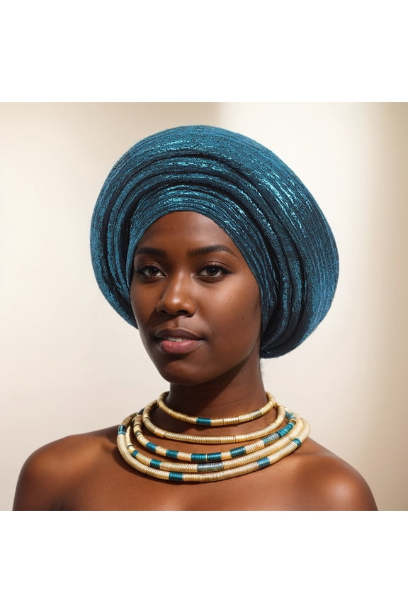 Tied African Hats Gold Auto Gele African Head Wraps Church Turban for Women