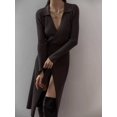 thumbnail image 1 of Tied Collared Neck Long Sleeve Sweater Dress, 1 of 7