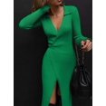 thumbnail image 1 of Tied Collared Neck Long Sleeve Sweater Dress, 1 of 7