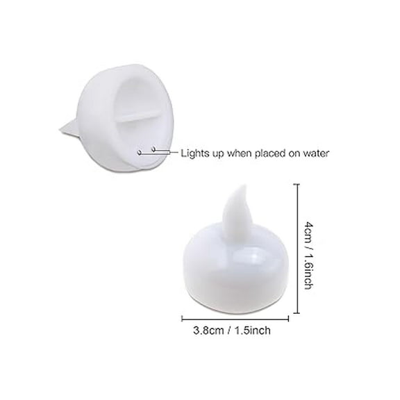 Tied Ribbons 12 Pcs Sensor Water Floating Diyas Smokeless Flameless Candles