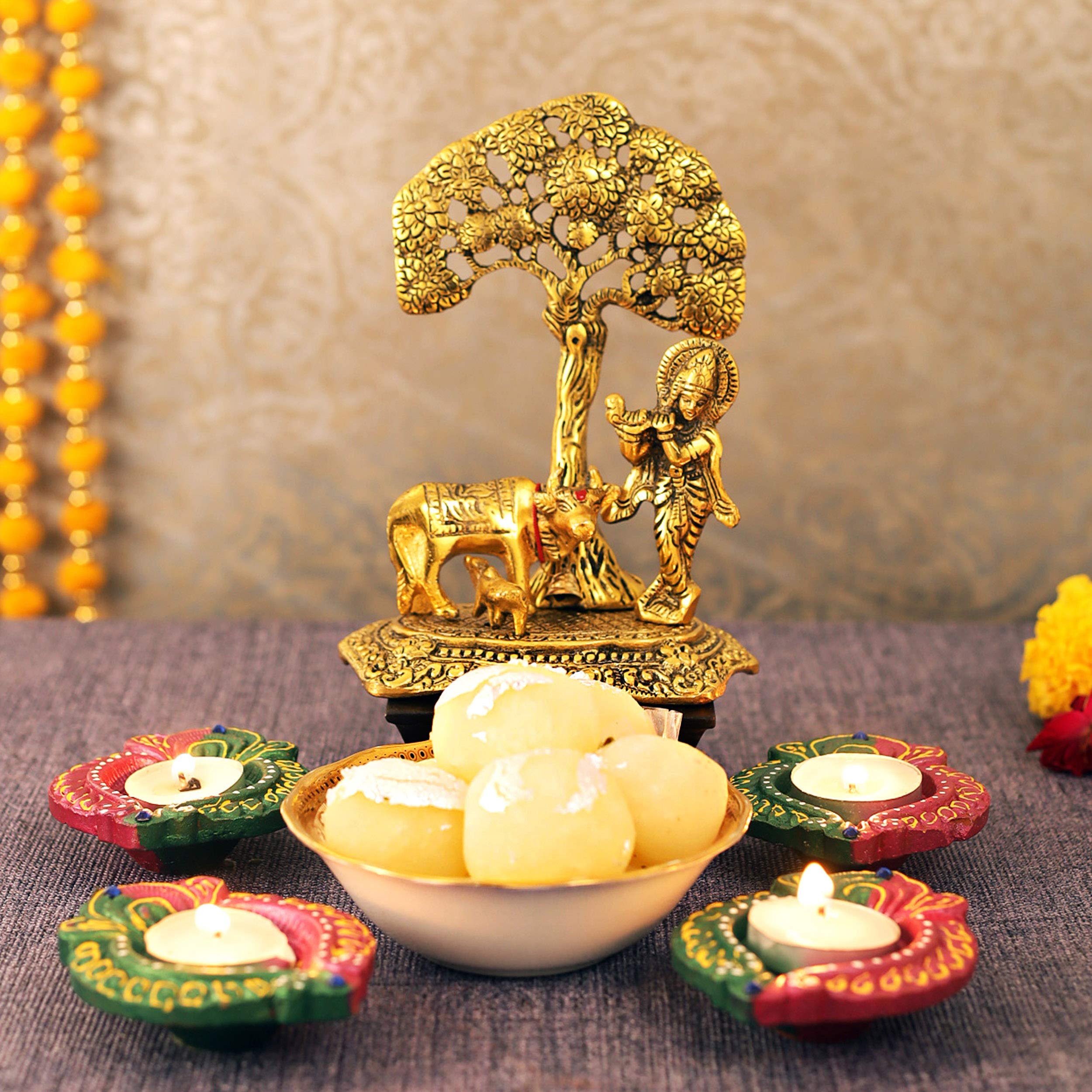Tied Ribbons Gift For Family Friends Gift Pack (Lord Krishna Brass