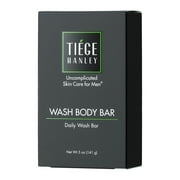 Tiege Hanley Daily Cleansing and Lightly Exfoliating Bar Soap for Men WASH BODY BAR | Vitamin E & Aloe to Nourish Skin | Subtle Scent | Made in the USA | 5 Ounce Bar