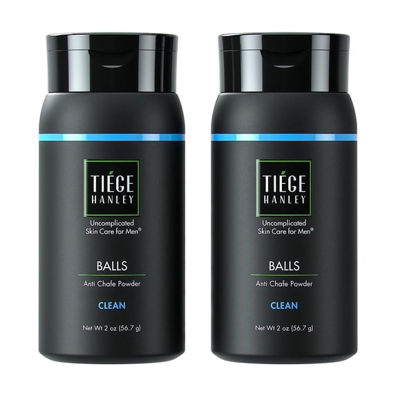 Tiege Hanley Men's Anti-chafing Powder - 2 Pack | Talc-Free | Moisture Absorbing | Clean Scent (Mint & Eucalyptus) | 2 oz