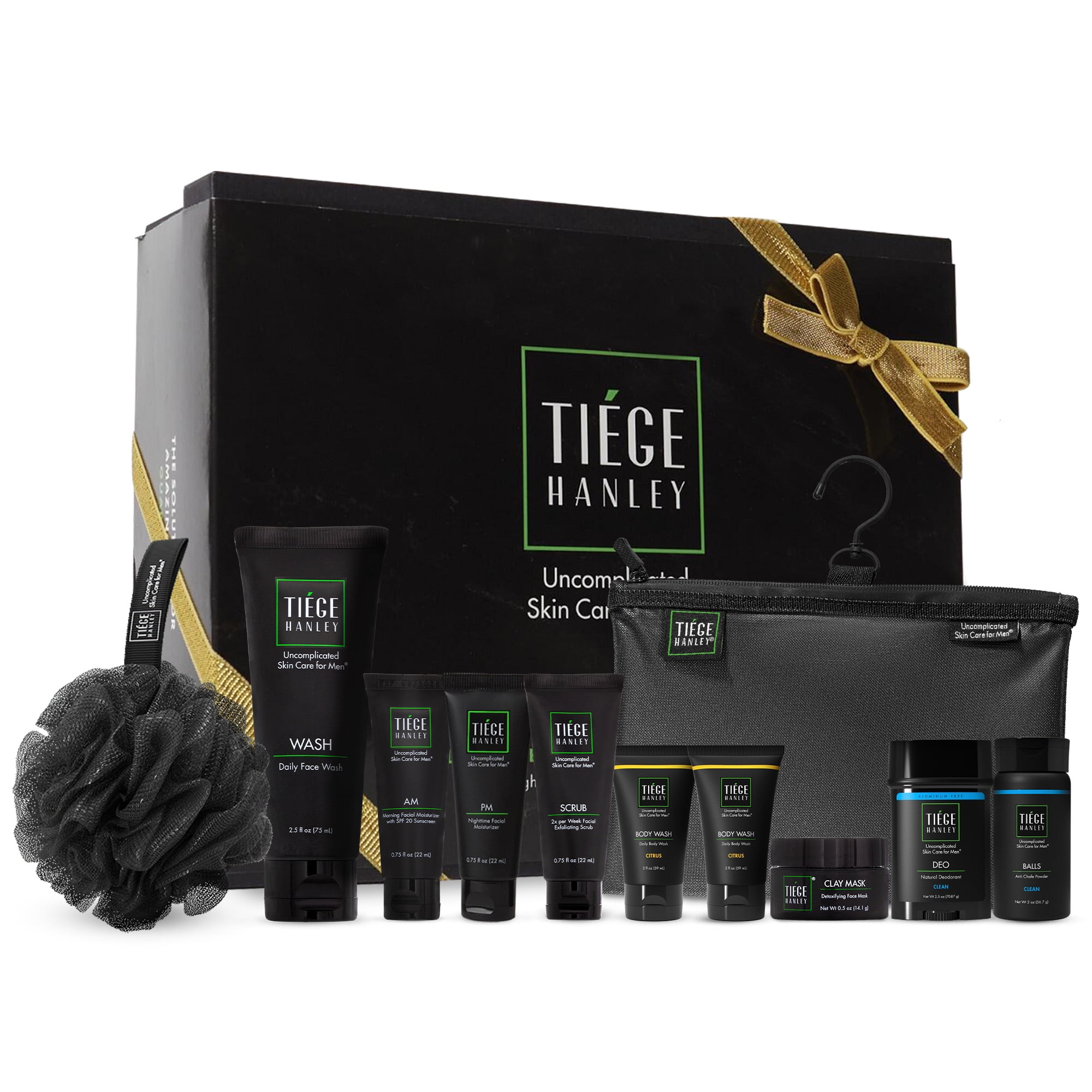 Tiege Hanley Mens Gold Skin Care T Set With Face Wash Morning Facial Moisturizer Eye Cream