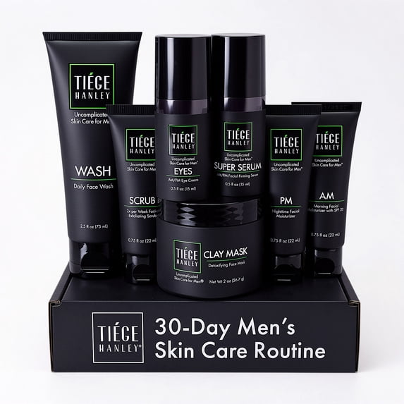 Tiege Hanley Revitalization Skin Care Routine System for Men with Face Serum and Detoxifying Clay Mask, Level 4