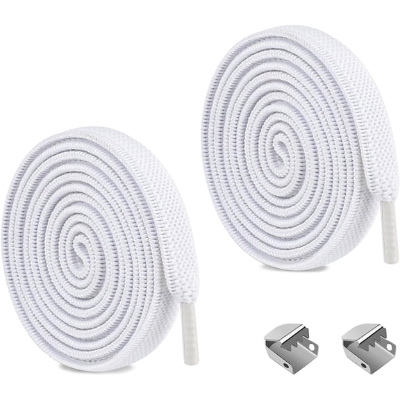 Tieless Elastic Shoelaces with Metal Lock, 5/16" Flat Shoe Laces Strings for Sneakers and Casual Shoes, 100cm/39inches