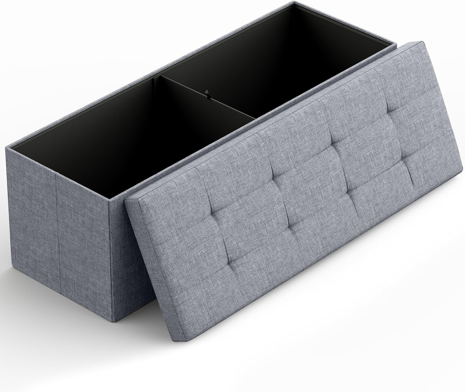 43" Folding Storage Ottoman Bench With Hidden Compartment - Foot Rest Stool For Living Room, Bedroom