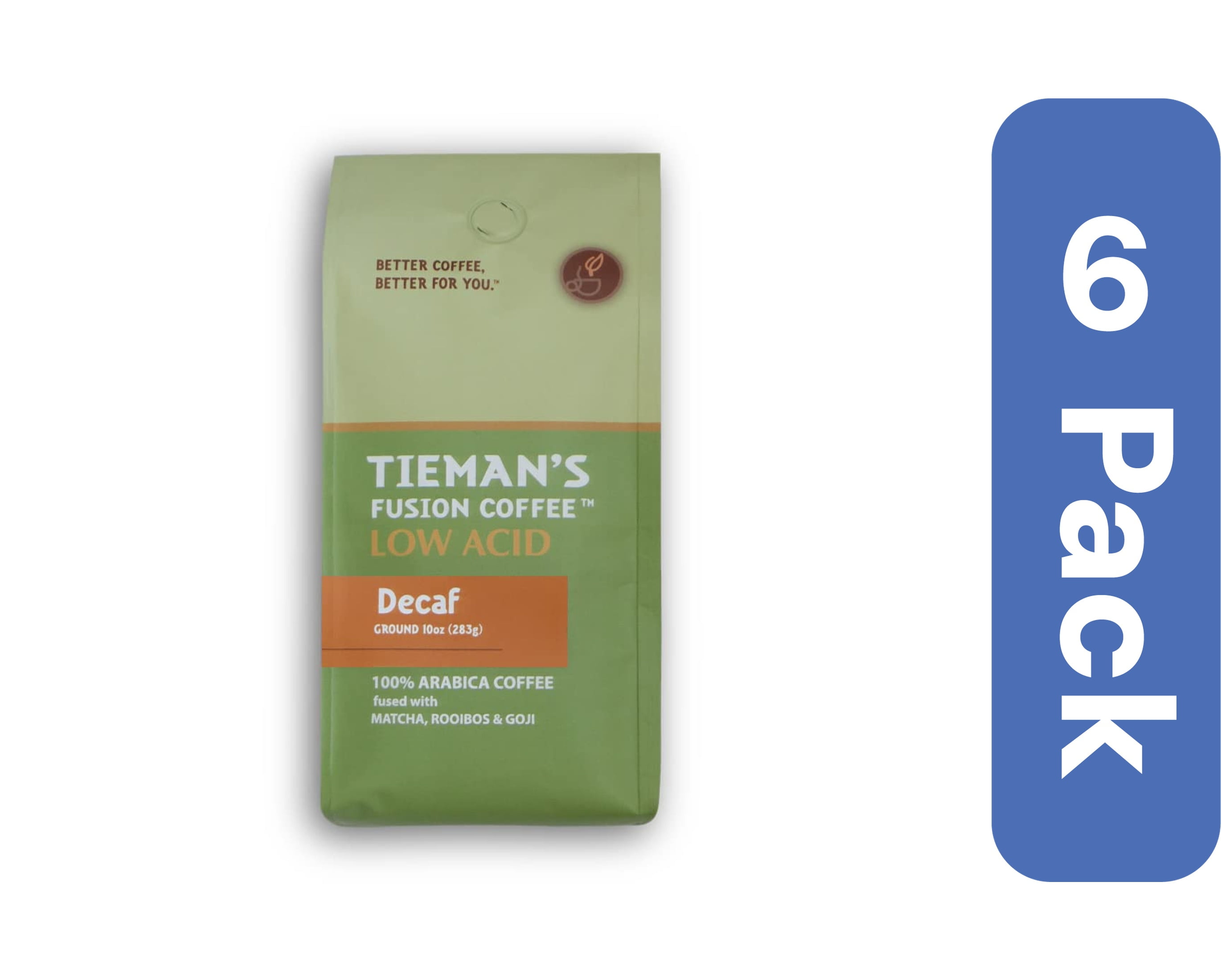 Tieman's Fusion Coffee Ground Decaf 10 oz (Pack Of 6)