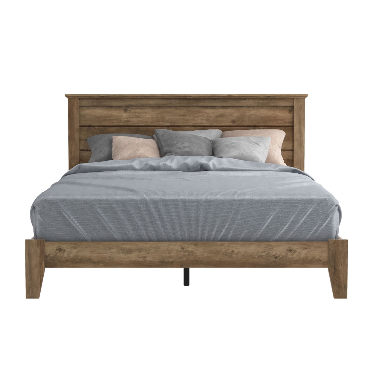 Tiena Knotty Oak Wood Frame Queen Bed With Headboard