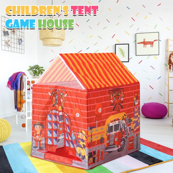 Tienda de campaña de bricolaje con forma de estación de bomberos, tienda de juegos de imitación y casita de juegos. Birthday gift