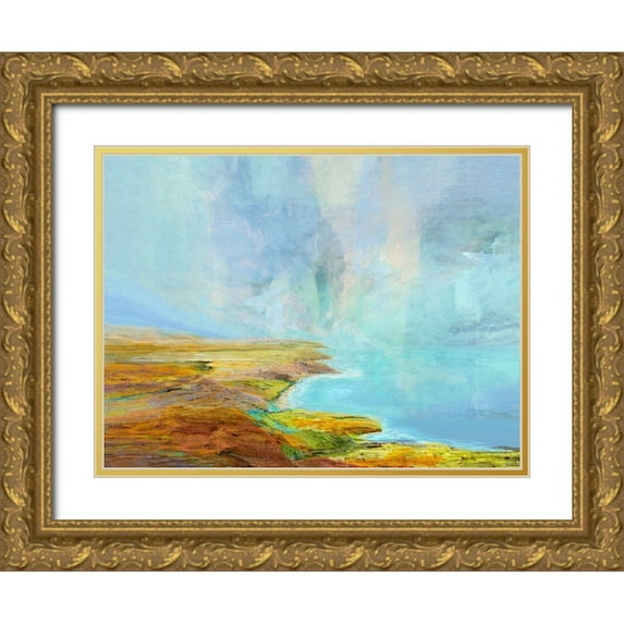 Tienhaara, Michael 14x12 Gold Ornate Wood Framed with Double Matting Museum Art Print Titled - Ocean Cliffs I