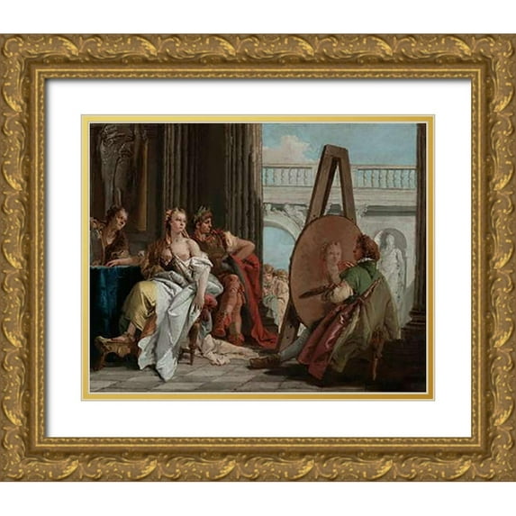 Tiepolo, Giovanni Battista 24x20 Gold Ornate Wood Framed with Double Matting Museum Art Print Titled - Alexander the Great and Campaspe in the Studio of Apelles