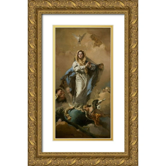 Tiepolo, Giovanni Battista 9x14 Gold Ornate Wood Framed with Double Matting Museum Art Print Titled - The Immaculate Conception
