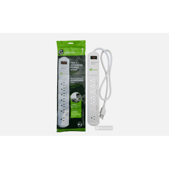 Tier 1 Advanced Power Strip, 7-Outlet Surge Protector, Smart Energy Saving Power Bar, White