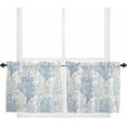 thumbnail image 1 of Tier Curtains 24 Inch Length Short Curtains for Windows Rod Pocket Cafe Curtain Farmhouse Curtain Tiers for Kitchen Bathroom 27.5x24inch, Summer Ocean Light Blue Coral,2 Panels, 1 of 5