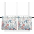 thumbnail image 1 of Tier Curtains 24 Inch Length Short Curtains for Windows Rod Pocket Cafe Curtain Farmhouse Curtain Tiers for Kitchen Bathroom 27.5x24inch, Summer Ocean Turtle Coral Seagrass Theme White,2 Panels, 1 of 5