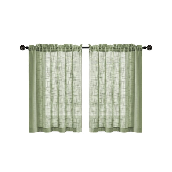 Tier Curtains, 30 Inch Length, Burlap Textured Small Cafe Curtains, Semi Sheer Window Curtain Panels for Bathroom Basement, 2Pcs