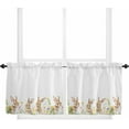 thumbnail image 1 of Tier Curtains 36 Inch Length, Spring Easter Bunny Cute Rabbits Wildflowers Rod Pocket Short Kitchen Curtains 2 Panels, Farmhouse Window Treatment Tiers for Cafe Bathroom, 27.5”x36”, 1 of 5
