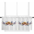 thumbnail image 1 of Tier Curtains 36 Inch Length, Sunflower Lavender Spring Yellow Floral Purple Plant Rod Pocket Short Kitchen Curtains 2 Panels, Farmhouse Window Treatment Tiers for Cafe Bathroom, 27.5”x36”, 1 of 4