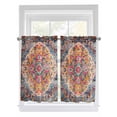 thumbnail image 1 of Tier Curtains 45 Inches Long, Blue Pink Window Treatment Curtain Drapes, Boho Middle Century Geometric Abstract Small Curtain Drapes for Bathroom Laundry Room, 27.5"x45", 2 Panels, 1 of 7