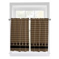 thumbnail image 1 of Tier Curtains 45 Inches Long, Brown Black Plaid Window Treatment Curtain Drapes, Vintage Rustic Star Buffalo Check Small Curtain Drapes for Bathroom Laundry Room, 27.5"x45", 2 Panels, 1 of 7