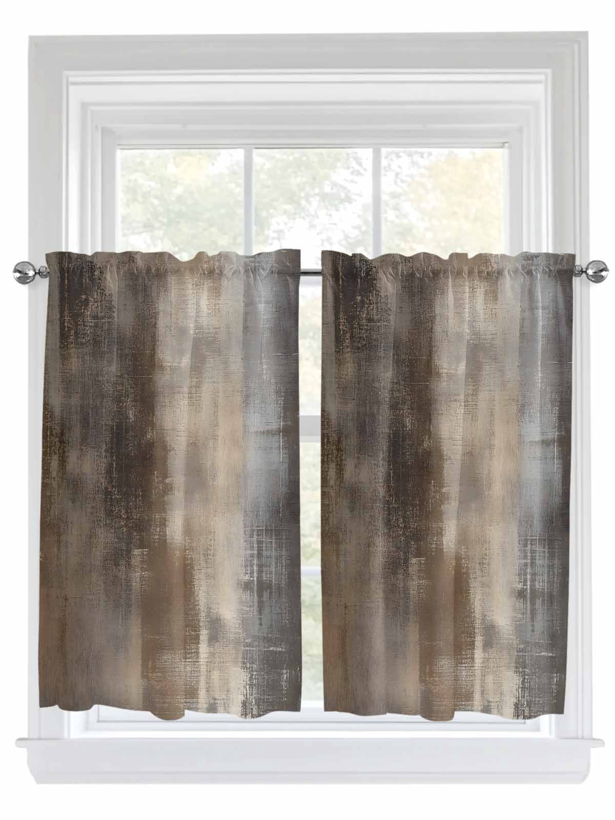 Tier Curtains 45 Inches Long, Brown Ombre Window Treatment Curtain ...
