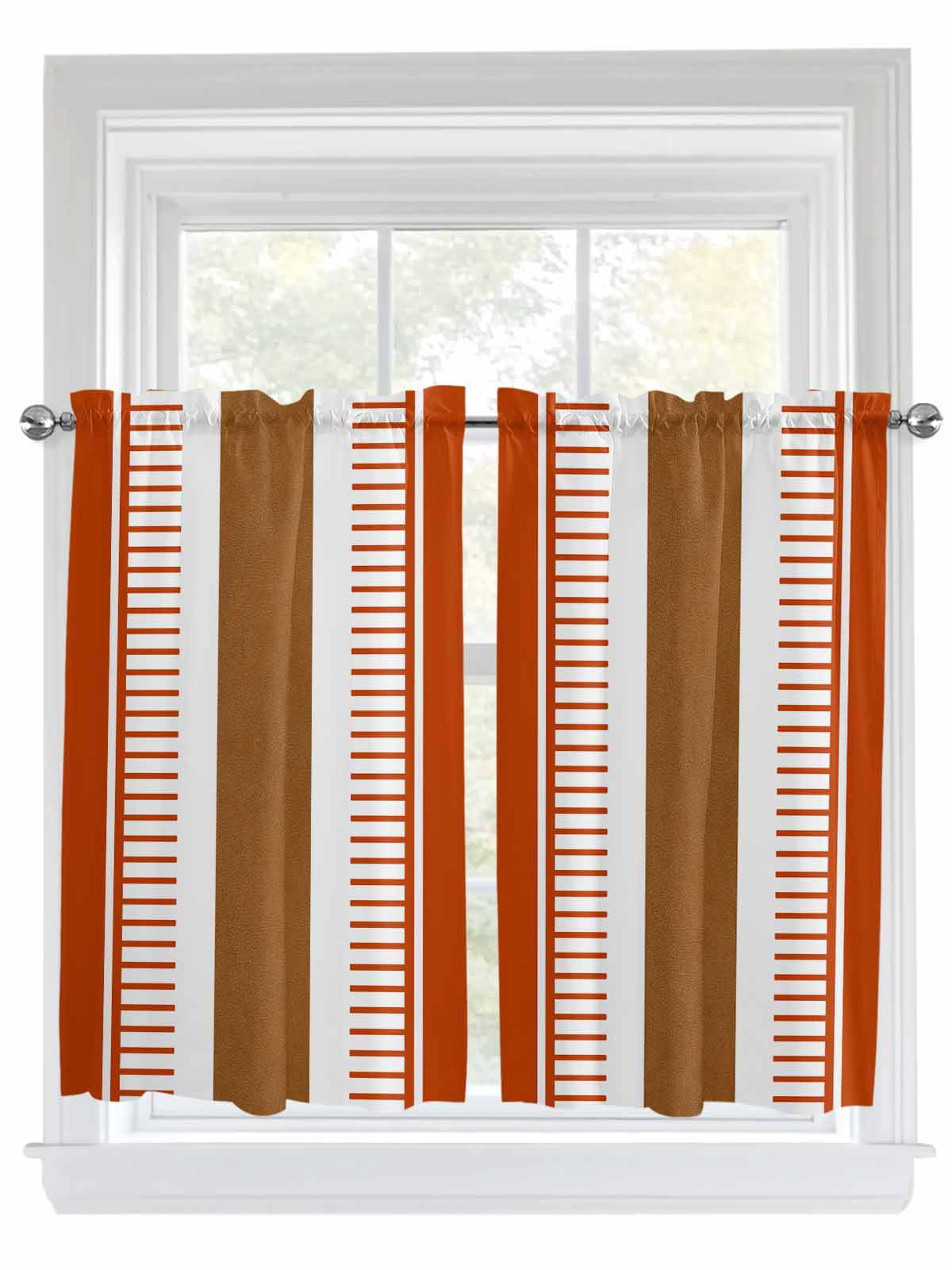 Tier Curtains 45 Inches Long, Burnt Orange Farmhouse Window Treatment ...
