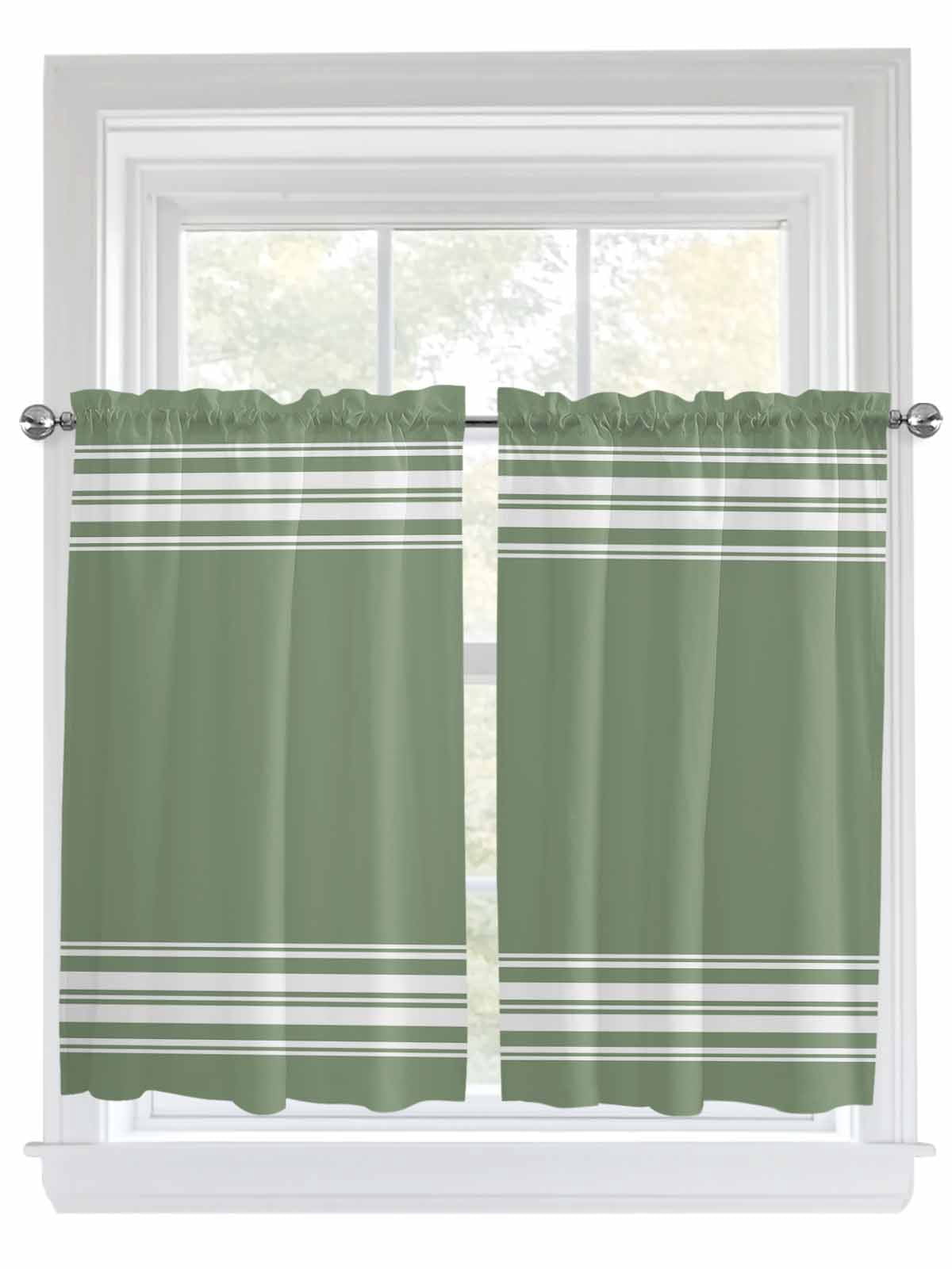 Image result for Tier Curtains 45 Inches Long, Dark Sage Green Window Treatment Curtain ...