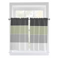 thumbnail image 1 of Tier Curtains 45 Inches Long, Grey Green Striped Window Treatment Curtain Drapes, Farmhouse Modern Window Half Privacy Curtains for Bedroom Bathroom, 42"x45", 2 Panels, 1 of 7