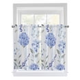 thumbnail image 1 of Tier Curtains 45 Inches Long, Hydrangea Leaves Window Treatment Curtain Drapes, Blue Striped Botanical Floral Small Curtain Drapes for Bathroom Laundry Room, 27.5"x45", 2 Panels, 1 of 7