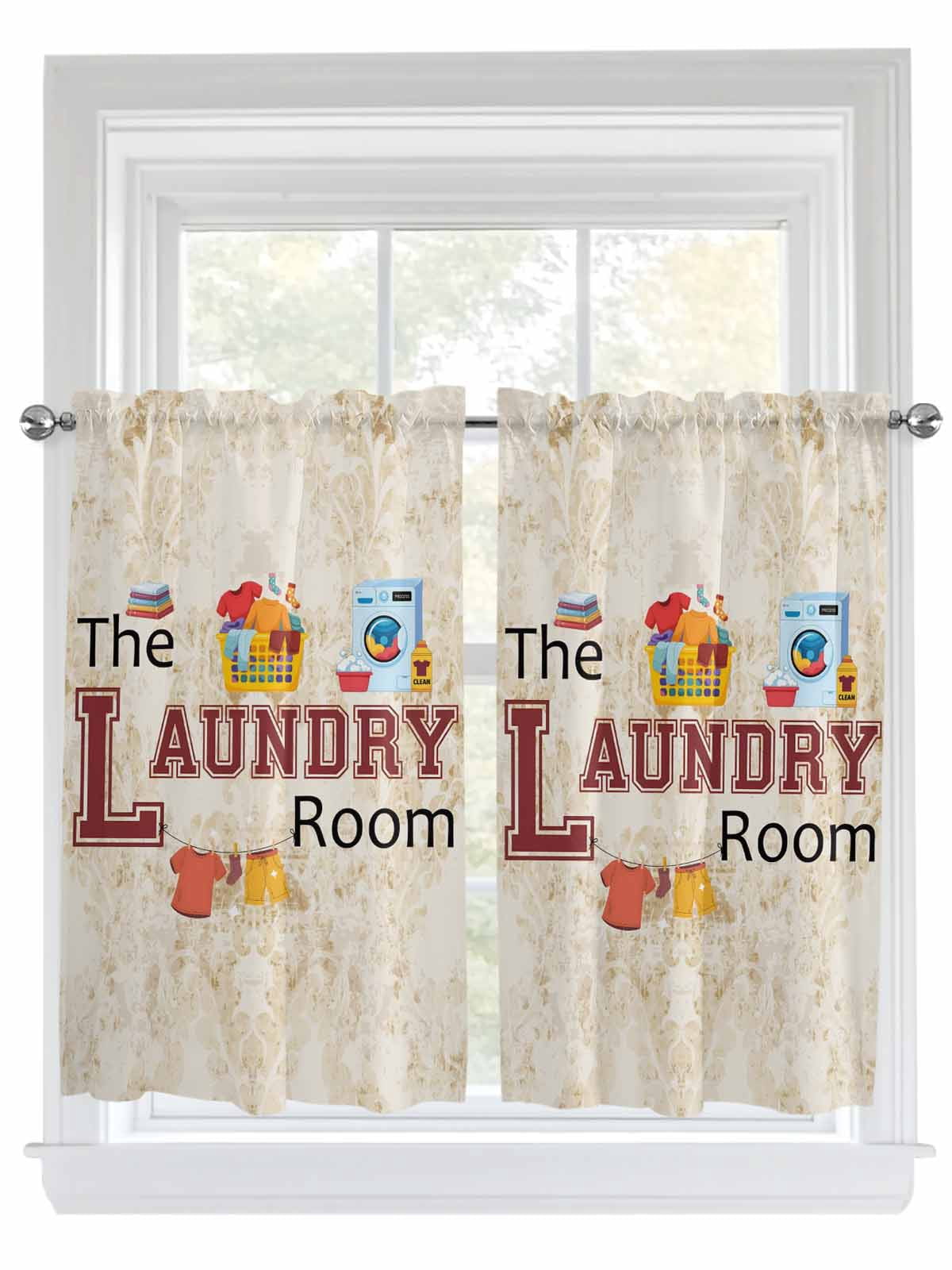 Window Washer Robe S Tier Curtains 45 Inches Long, Laundry Room Window Treatment Curtain ...