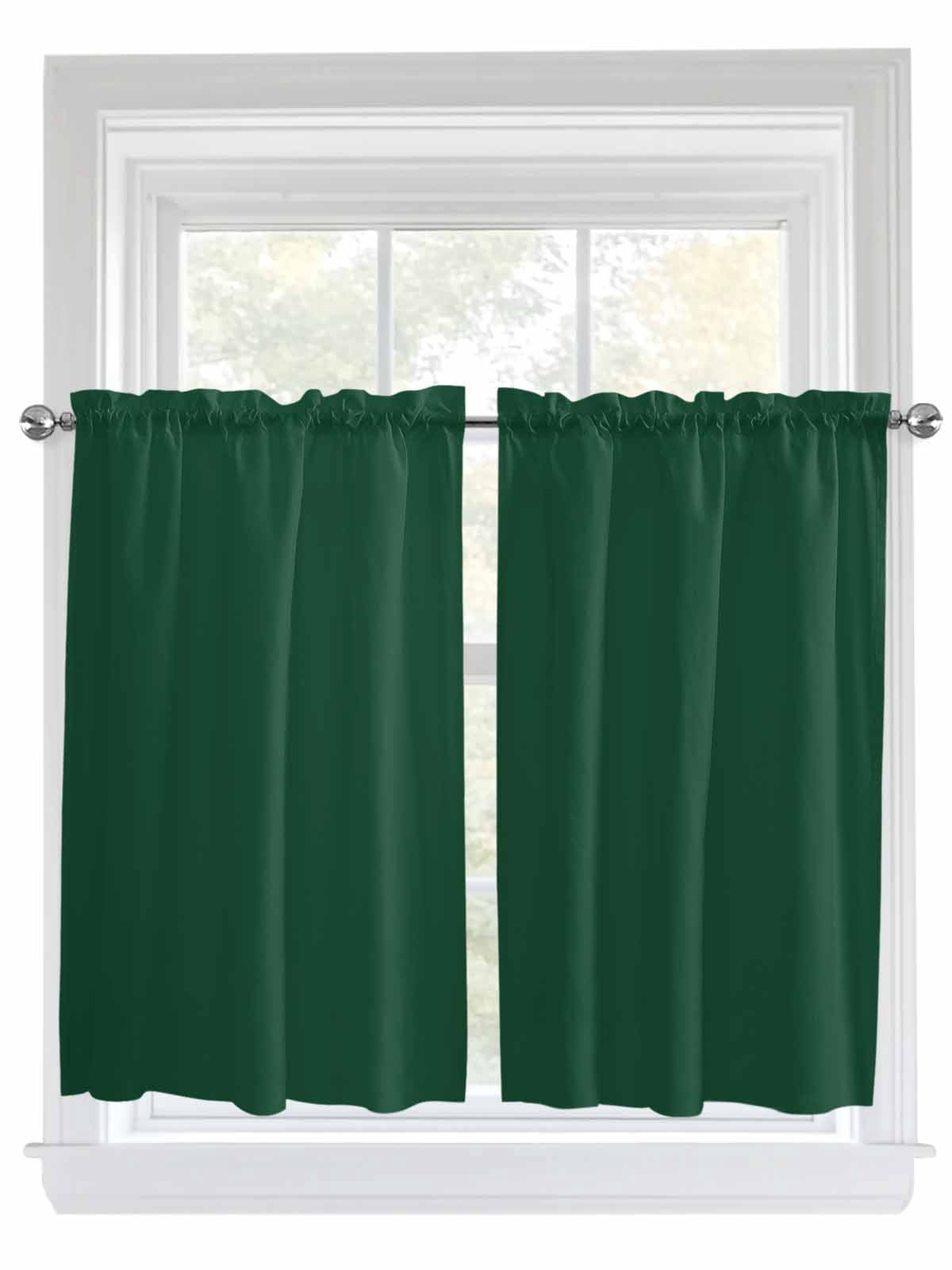 Image result for Tier Curtains 45 Inches Long, Pure Olive Green Window Treatment Curtain ...