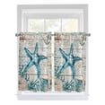 thumbnail image 1 of Tier Curtains 45 Inches Long, Teal Starfish Coastal Window Treatment Curtain Drapes, Summer Beach Nautical Retro Window Half Privacy Curtains for Bedroom Bathroom, 42"x45", 2 Panels, 1 of 7
