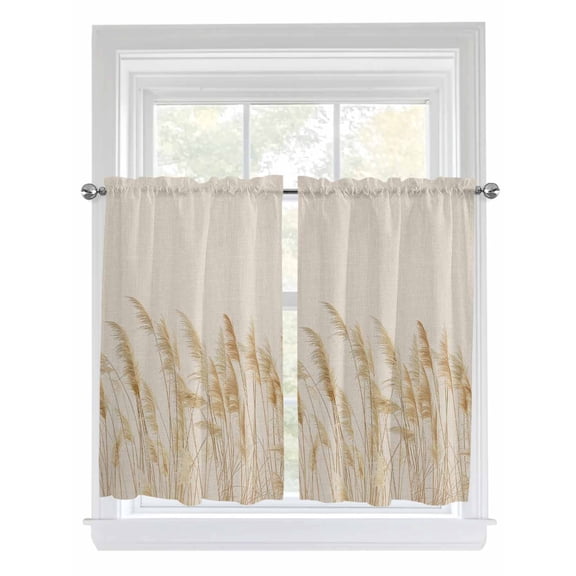 Tier Curtains 45 Inches Long, Vintage Floral Window Treatment Curtain Drapes, Farmhouse Autumn Botanical Fall Rustic Window Half Privacy Curtains for Bedroom Bathroom, 42"x45", 2 Panels